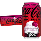 Coca-Cola Zero Sugar Cherry Float can showcasing bold cherry and vanilla flavors for a refreshing moment