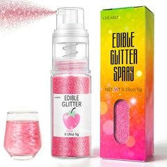 Colaele pink edible glitter spray on cake for a mirror-like pink sparkle