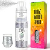 Colaele Silver Edible Glitter Spray on cake for an even shimmering finish.
