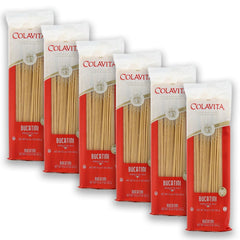 Colavita Bucatini pasta pack-6 with hollow center, ideal for hearty, sauce-rich meals.