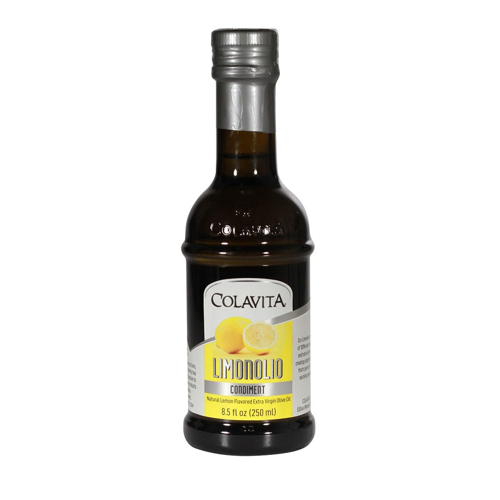 Colavita Limonolio bottle pour shows bright lemon-infused olive oil for vibrant dishes.