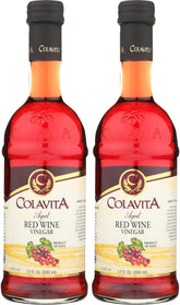 Colavita red wine vinegar pack front view, two glass bottles ready for everyday cooking.