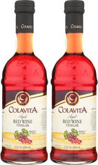Colavita red wine vinegar pack front view, two glass bottles ready for everyday cooking.