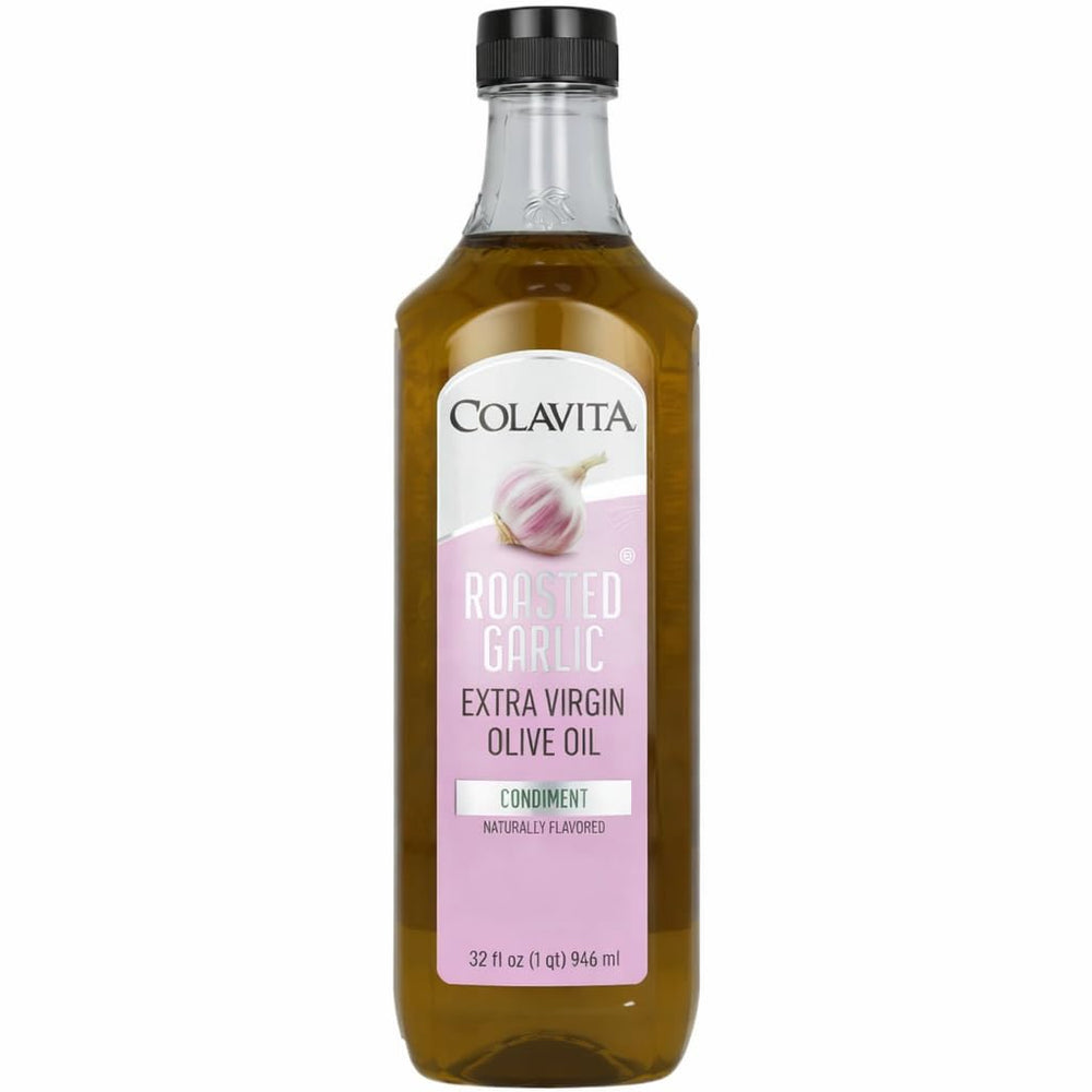 Colavita Roasted Garlic EVOO bottle shows mellow aroma for everyday cooking.