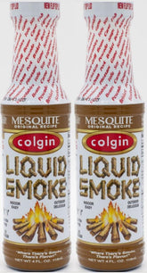 Colgin mesquite liquid smoke bottle 4oz enhances grilled flavors in marinades and sauces