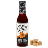Collins Brown Sugar Simple Syrup bottle adds rich flavor to cocktails.
