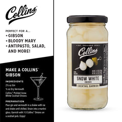 Gibson martini with Collins Chicago Snow White onions as garnish.