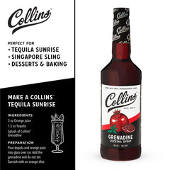 Collins Grenadine cocktail glass with vibrant red color ready for drinks.