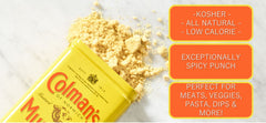 Colman’s dry mustard powder grill rub application adds a spicy kick to meats.