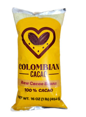 Colombian Cacao raw beans close-up showing texture and aroma for snacks.