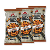 Colorado Jack caramel popcorn trio bags, ideal for snack time with friends.