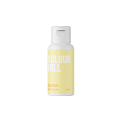 Colour Mill Lemon oil-based color bottle closeup for vibrant cake decorating