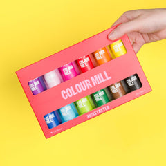 Colour Mill 20ml swatches show rich color on fondant.