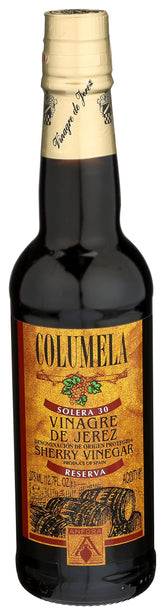 Columela 30 Year Sherry Vinegar bottle shows rich color for sauces.