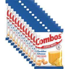 Combos cheddar crackers pack front, ideal for on-the-go snacking.