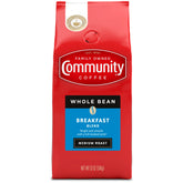 Community Coffee Breakfast Blend whole bean 12 oz bag with bright aroma and versatile grind.