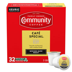 Community Coffee Cafe Special box with single-serve pods for quick home brewing