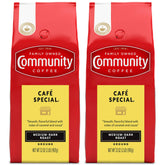 Community Coffee Cafe Special ground coffee in a 64 oz pack for home brew
