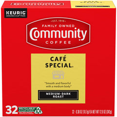 Community Coffee Cafe Special medium-dark roast color highlighting caramel and cocoa notes