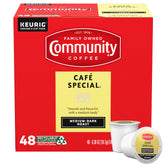 Community Coffee Café Special pods deliver café-style flavor at home with a smooth medium-dark roast.