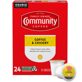 Community Coffee & Chicory 24-count pods pack for quick single-serve mornings.