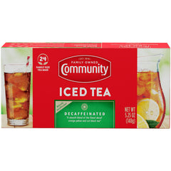 Community Coffee decaf tea pack of 24 bags for refreshing iced tea