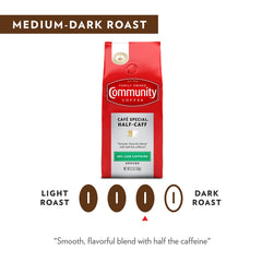 Community Coffee Half-Caff cold brew option delivers a mellow, refreshing glass.