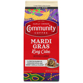 Community Coffee Mardi Gras King Cake ground coffee 32oz bag for easy drip
