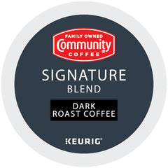 Brewed Community Coffee Signature Blend cup showcasing rich dark roast notes