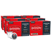 Community Coffee Signature Blend dark roast pods for bold, quick morning brews.