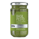Compagnia Sanremo Pesto DOP Basil jar close-up showing Genovese basil aroma for authentic pasta flavor