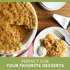 Comstock apple pie topping scoop on vanilla ice cream invites dessert experimentation.