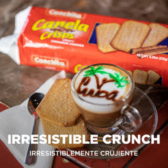 Conchita Cinnamon Canela Crisps crumbled on ice cream, adds crunchy cinnamon flavor