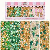 Confect Sprinkles Mix Pack 5-oz green, gold, white for festive cake decorating.
