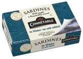 Connetable sardines in water can: protein-rich, no salt added.