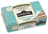 Connetable Sardines in Water pack highlights freshness and protein for a quick, healthy snack.