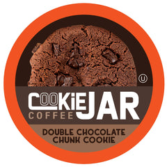 Cookie Jar Double Chocolate Chunk pods packaging front view, easy Keurig compatibility.