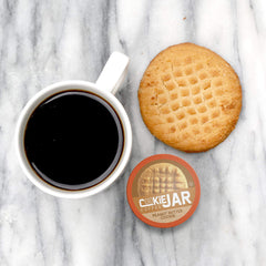 Cookie Jar peanut butter coffee pod in Keurig brewer for quick, single-serve convenience.