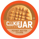 Cookie Jar peanut butter coffee pods in a box, ready for pantry storage and daily brewing.