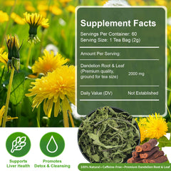 Cookools dandelion tea bags closeup reveals root-leaf blend for digestion