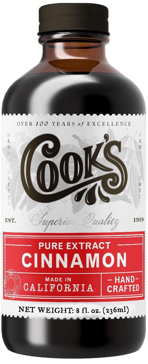 Cook's Pure Cinnamon Extract bottle with warm spice ideal for baking.