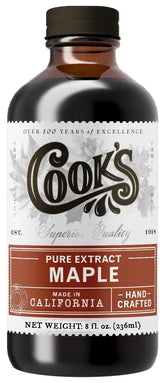 Cook's Pure Maple Extract bottle closeup for rich bakery flavors