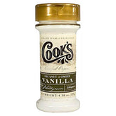 Cook's Vanilla Powder jar highlighting premium aroma for baking and beverages.