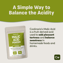 Coolinario Malic Acid Powder wine setting emphasizes crisp acidity and flavor lift.