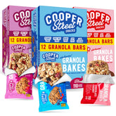 Cooper Street Granola Bakes Blueberry Pomegranate bars with real fruit flavor for on-the-go snacking.
