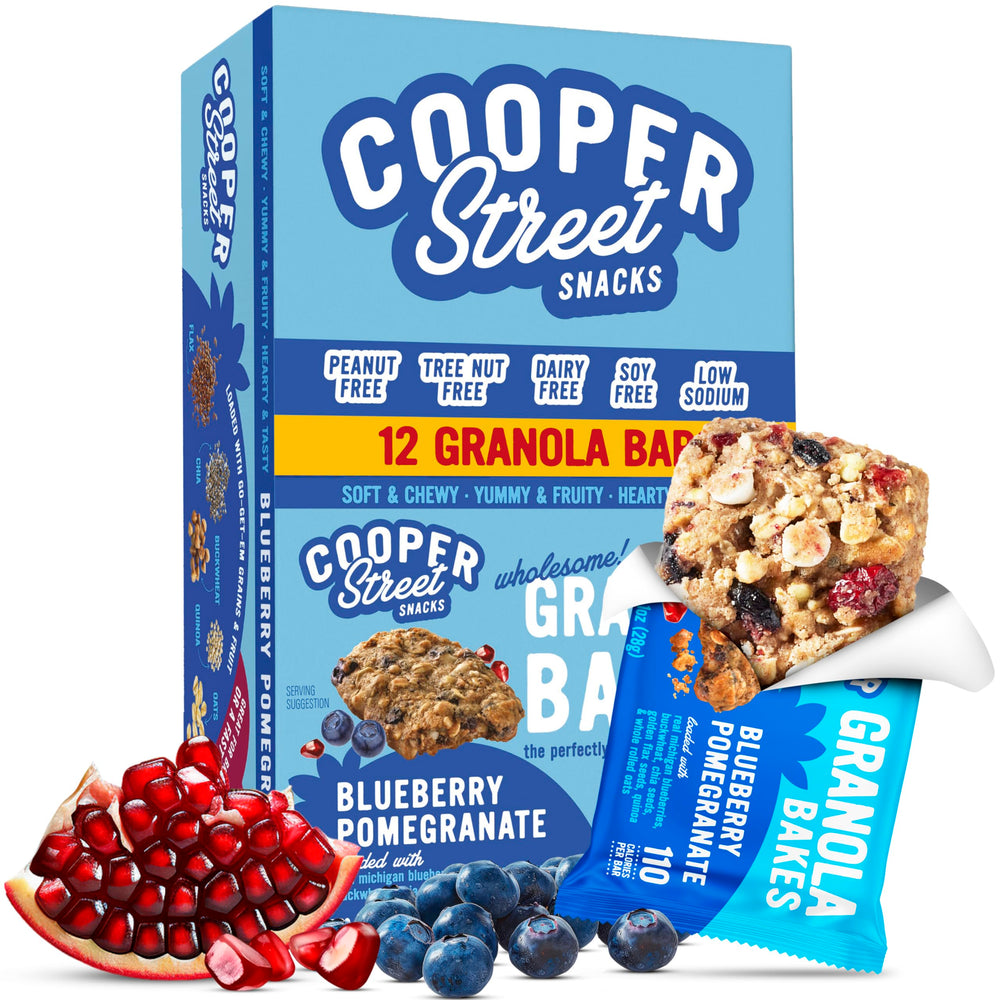 Cooper Street packaging with 12 granola bars ready for on-the-go snacking.