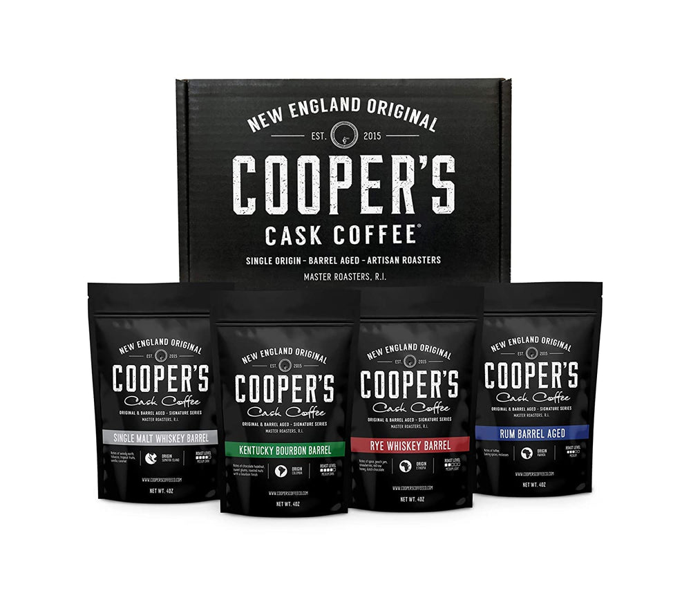 Coopers Cask Coffee box set highlights bourbon Colombian flavor for gifting and tasting