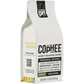 COpHEE Low Acid Coffee bag front shows 100% Arabica and a pH balanced blend.