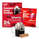 Copper Cow Coffee churro pour-over 24-pack for travel-friendly caffeine