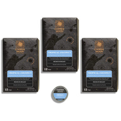 Copper Moon coffee cup with pod, convenient single-serve brewing for busy days.